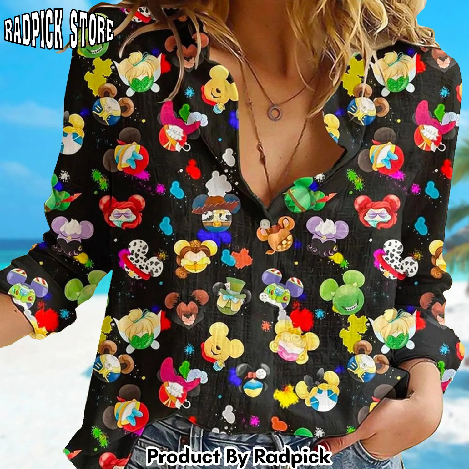 Radpick mouse characters linen women casual shirt mouse head linen tshirt cartoon gift for women magic kingdom tshirt family trip tee rp662560